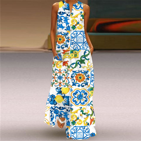Robe fleurie à col en V M300202 