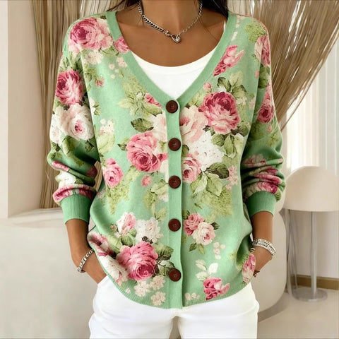 Autumn and winter European size 3D digital printing women's shoulder cardigan sweater FF303406 01