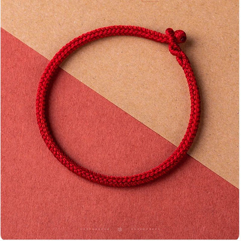 Bracelet en corde rouge pour l'année de la naissance, corde rouge tissée à la main à quatre côtés et huit brins de style ethnique m3331242