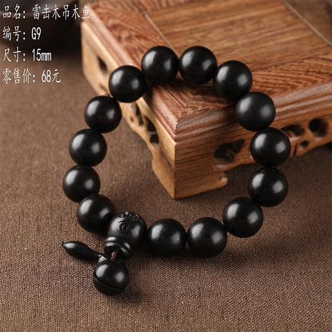Bracelet de perles de Bouddha en jujube frappé par la foudre, bracelet Wenwan en bois gravé de perles de main de mantra à six caractères m3331239