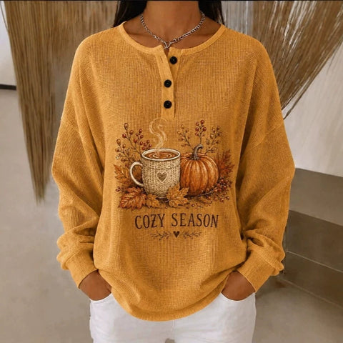 Retro casual 3D digital printing three-button stand-up collar fashion women's top FF303394 01