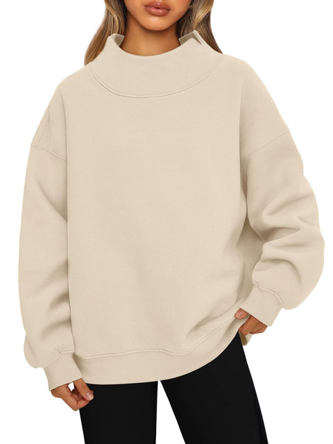 Damen Sweatshirt Langarm Rollkragen Pullover Sweatshirt Casual Sweatshirt Fleece Oberteil Damen M302142