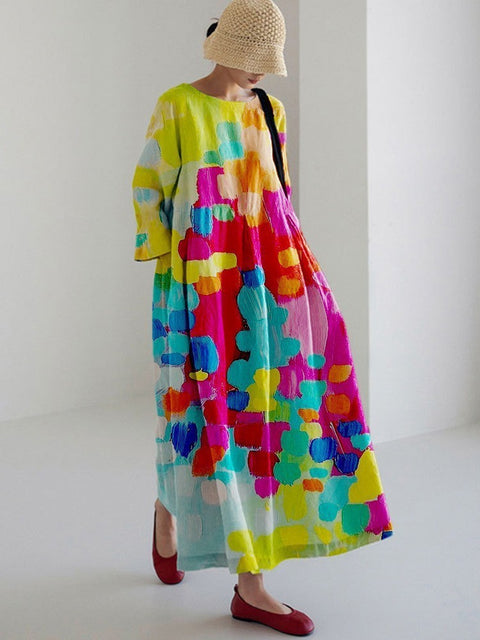 3D imitation cotton pull frame craft women's pendulum dress m301038