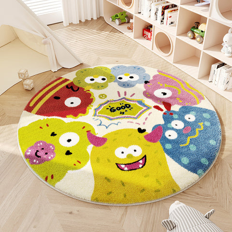Tapis Imitation cachemire de monstre de dessin animé, tapis de chevet rond, panier suspendu, chaise rotative, tapis de sol M3331026 