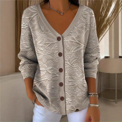 3D Digital Printed Women's Shoulder Cardigan Sweater FF303400 01