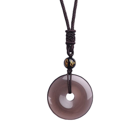Pendentif de sécurité en obsidienne naturelle, pendentif en jade, collier talisman doré éblouissant pour femme, année natale, m3331250