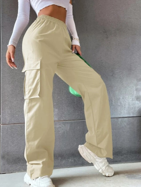 Pantalon sans ceinture taille haute, pantalon large, coupe droite, ample, style décontracté, m301371 