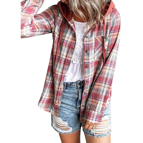 Veste chemise décontractée à capuche et boutonnage simple m300518 