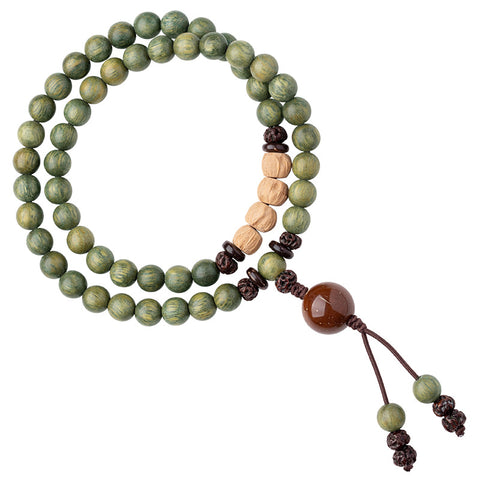 Bracelet de perles de Bouddha à double cercle en bois de santal vert, bracelet en bois de santal vert, bracelet en graines de passion m3331262. 