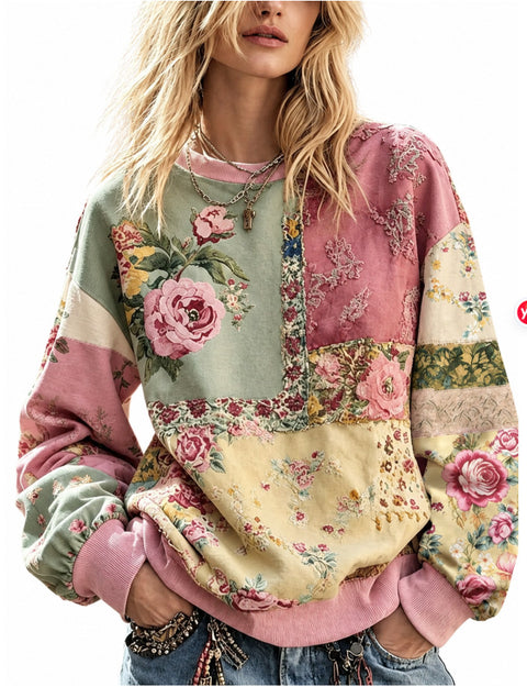 Casual Crew Neck Long Sleeve Pullover 3D Digital Printing Women's Sweater FF303429 03