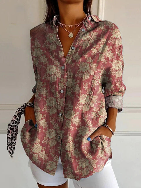 Chemise longue à manches et épaules imprimée en 3D à motif abstrait pour femme m302463