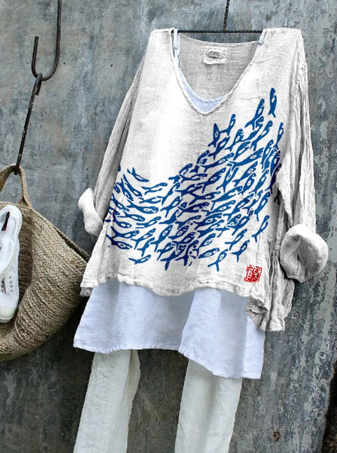 Pull décontracté à manches longues et col rond, imprimé, T-shirt une pièce m301042