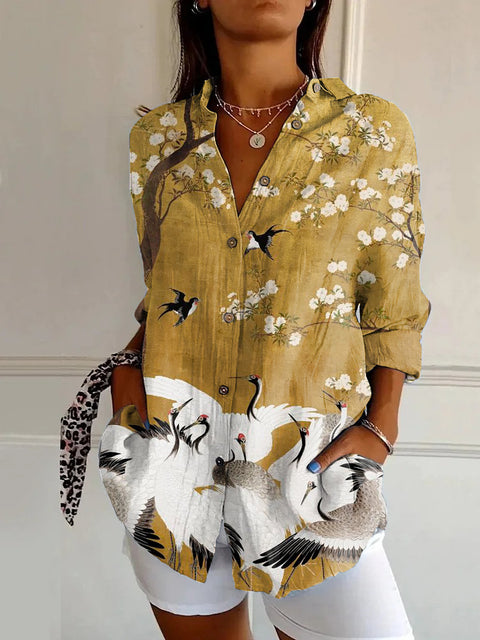 Chemise à manches longues tendance été, motif floral imprimé 3D, chemise m301226 