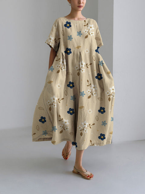 Robe ample à col ras du cou et manches courtes pour femme, haut de gamme, imprimée, m301052
