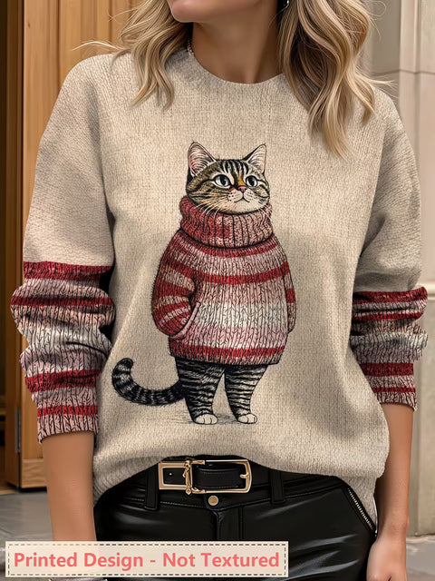 3D digital printing crew neck knitted sweater casual loose pullover FF303424 01