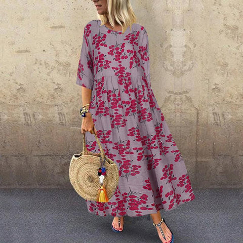 Spring plaid plaid literary temperament short-sleeved round neck pendulum dress m303191