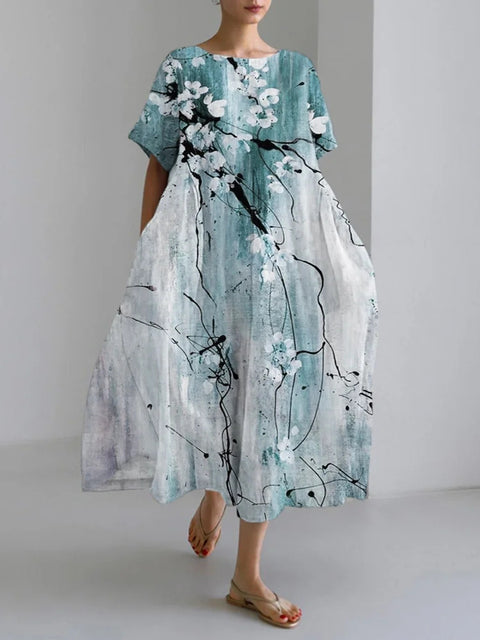 3D-Digitaldruck Freizeitkleid für Damen in großen Größen mit kurzen Ärmeln m302781