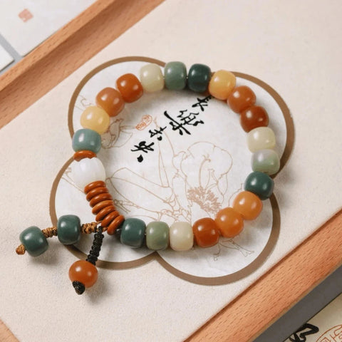 Bracelet de perles de Bouddha 108 graines de Bodhi Feitian de Dunhuang Wentian en jade blanc, chapelet chinois pour homme et femme Wenwan, portable M3331306