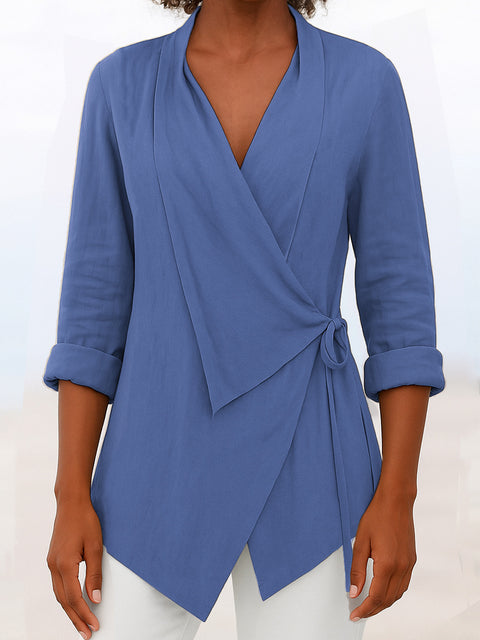 Spring and summer lapel solid color loose shirt m302699
