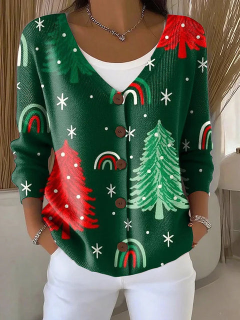 Button women's printed long-sleeved top m302156