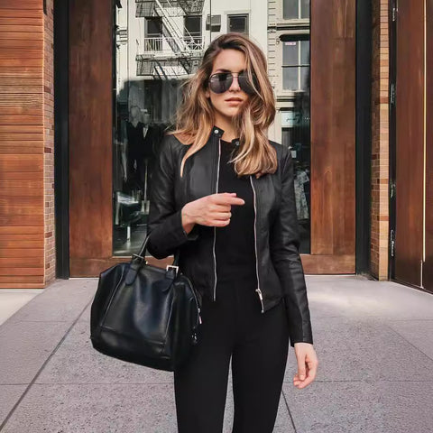 Autumn and winter women's fashion leather PU suit jacket m301933