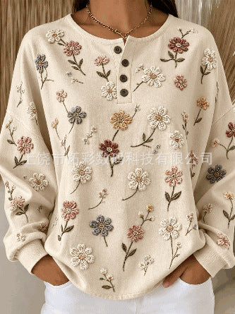 Digital printing four-button stand-up collar T-shirt women's FF303399 01
