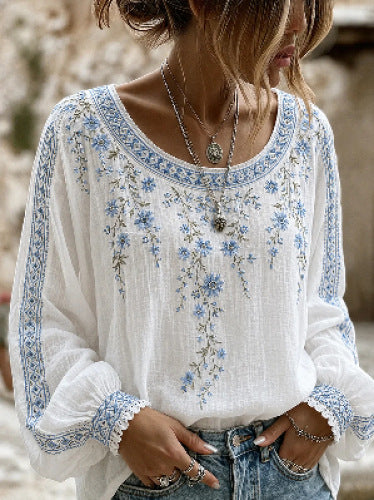 Crew neck with sleeves women's top FF303308