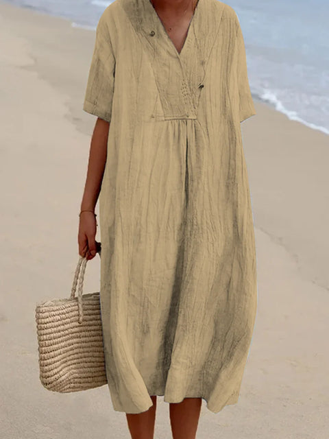 Versatile casual and thin skirt solid color cotton and linen m300889