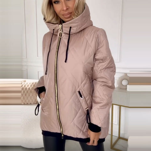 Women's casual hooded solid color cotton jacket m302326