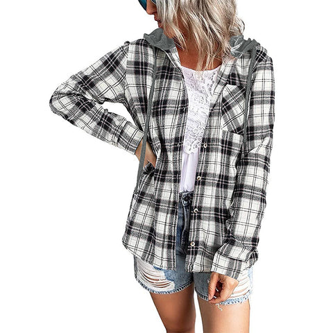 Veste chemise décontractée à capuche et boutonnage simple m300518 