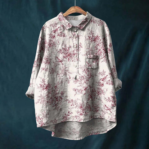 Chemise à manches longues en lin et bambou, à revers, polyvalente et tendance, m301040