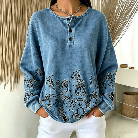 Women's new retro delicate flower print sweater m303313