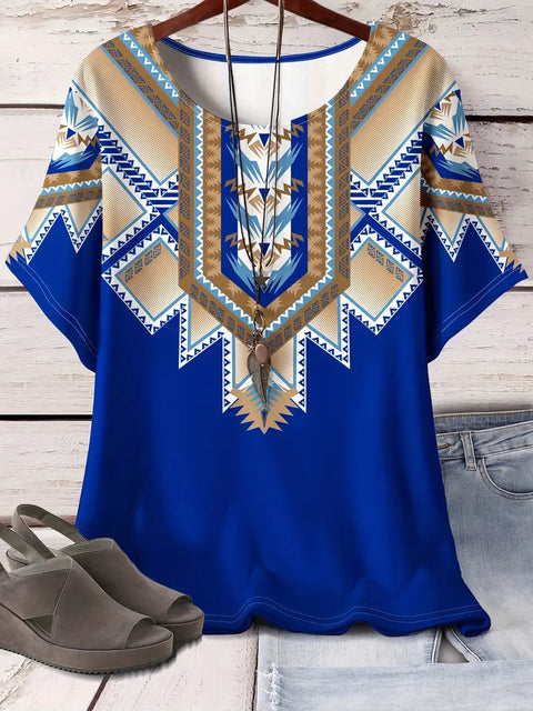 Kurzarm-T-Shirt aus Baumwolle mit Retro-Print im Frühjahr, neues, vielseitiges Rundhals-Shirt mit Bodenbildung m301287 