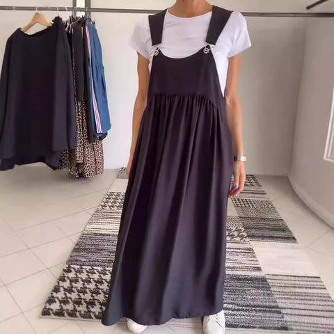 Women's suspender cotton and linen dress long dress women's m302498