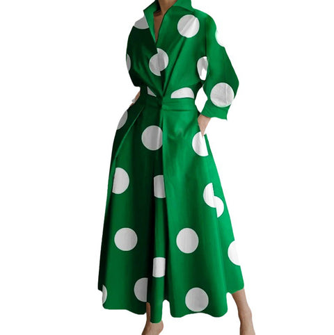 Robe imprimée à manches longues et col en V M300331 