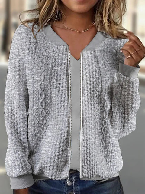 Veste pull à manches longues avec fermeture éclair et fermeture éclair pour femme, style baseball, m300406 