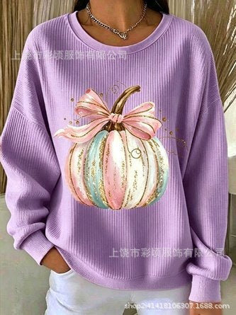 Women's autumn drop shoulder crew neck sweatshirt 3D digital print crew neck FF303475