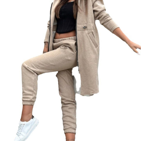 Lässiges zweiteiliges Set aus Fleecepullover und -jacke mit Kapuze m300682 