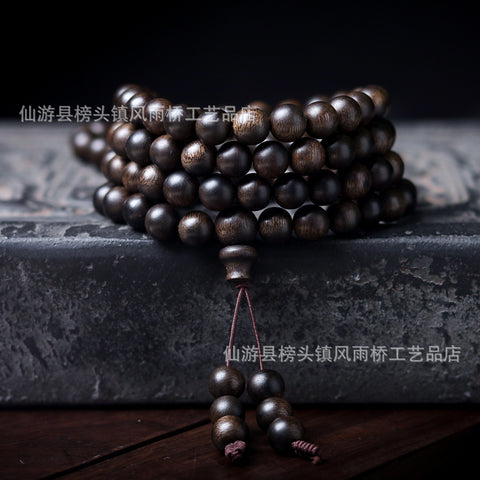 Bracelet en bois d'agar noir Qinan, immergé dans l'huile, de haute qualité, 108 perles de Bouddha, bijoux faits main, m3331277 