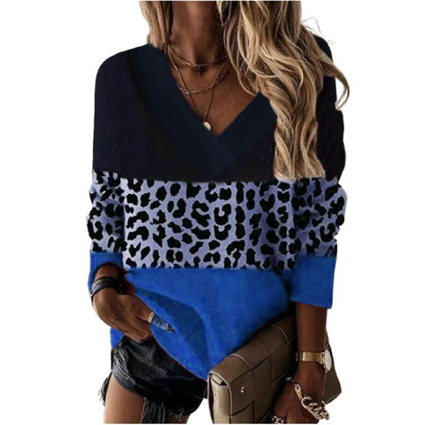 Pull à manches longues et col en V imprimé léopard, nouvelle collection automne et hiver m300551 