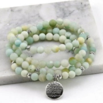 Bracelet Amazon 8 mm avec pendentif œil de Bouddha 108 lotus m3331231