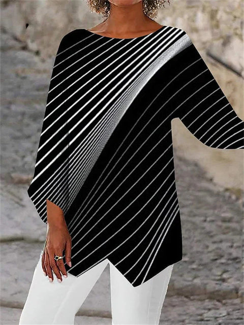 Chemise à manches longues et col ras du cou à imprimé géométrique m301290 