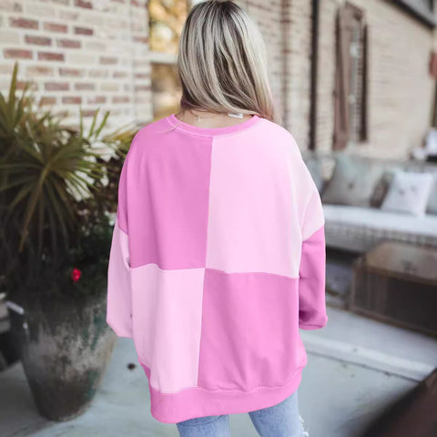 Pull à revers long en polaire contrastée pour femme, haut m301011 