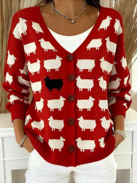 Autumn and winter European size 3D digital printing women's shoulder cardigan sweater FF303406 01