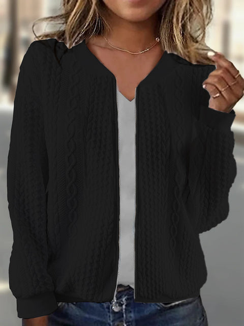 Veste pull à manches longues avec fermeture éclair et fermeture éclair pour femme, style baseball, m300406 
