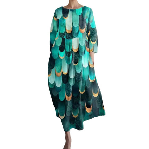 Robe longue ample à imprimé floral rétro pour femme m300916 