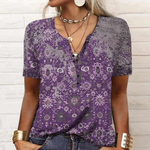 T-shirt femme à manches courtes, imprimé ethnique, mode femme m300017 