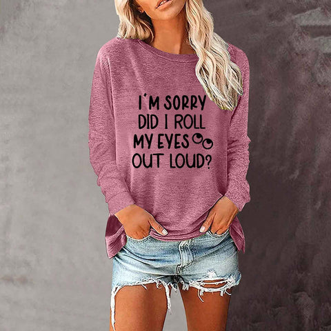 T-shirt ample à manches longues et col rond pour femme, imprimé commerce extérieur, M300920 