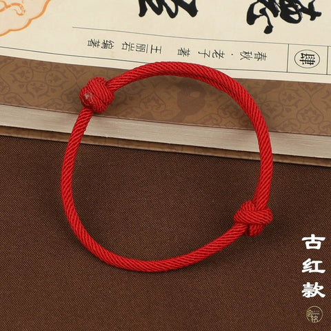 Bracelet tissé à la main en corde rouge, cadeaux pour couple pour hommes et femmes, année propice du serpent, nœud de diamant, corde à main en perles de jade m3331253.