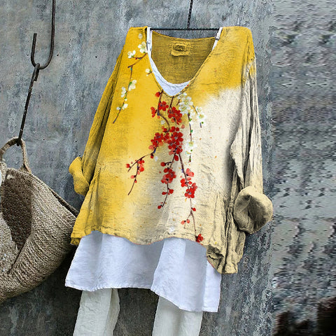 Pull décontracté imprimé à manches longues, col rond ample, T-shirt une pièce (sans sous-chemise) m301042